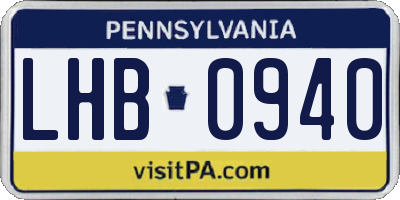 PA license plate LHB0940