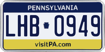 PA license plate LHB0949
