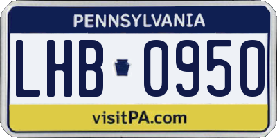 PA license plate LHB0950