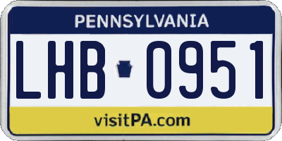 PA license plate LHB0951