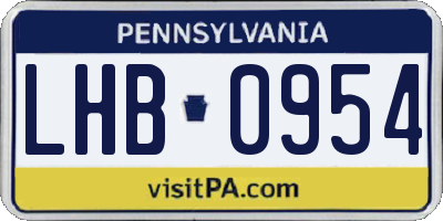 PA license plate LHB0954