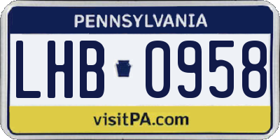 PA license plate LHB0958