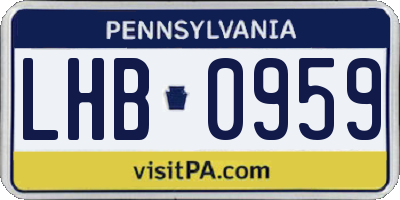 PA license plate LHB0959