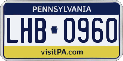 PA license plate LHB0960