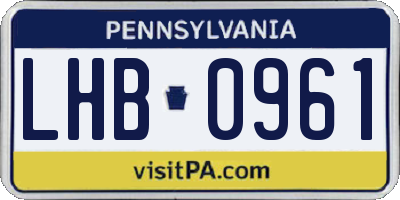 PA license plate LHB0961