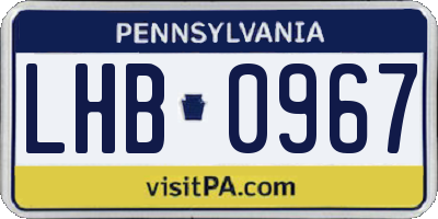 PA license plate LHB0967