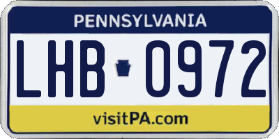PA license plate LHB0972