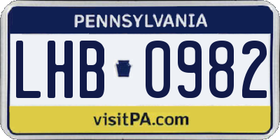 PA license plate LHB0982