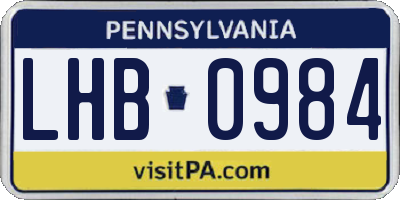 PA license plate LHB0984