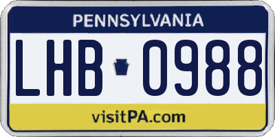 PA license plate LHB0988