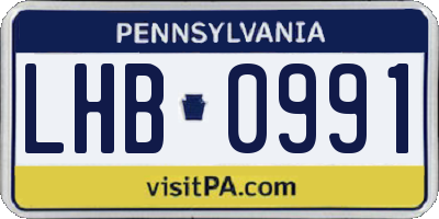 PA license plate LHB0991