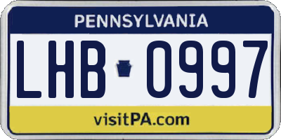 PA license plate LHB0997