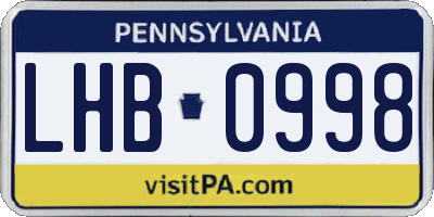 PA license plate LHB0998