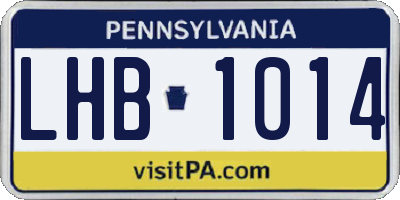 PA license plate LHB1014