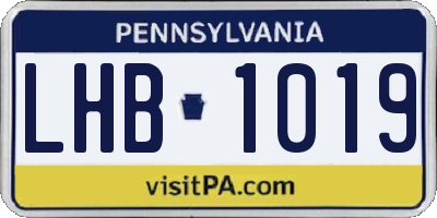PA license plate LHB1019