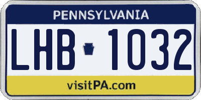 PA license plate LHB1032