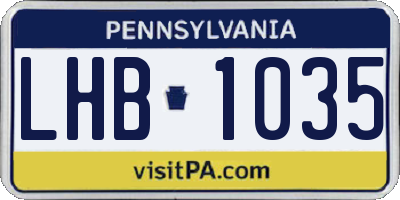 PA license plate LHB1035