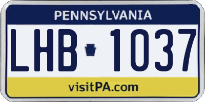 PA license plate LHB1037