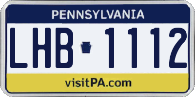 PA license plate LHB1112