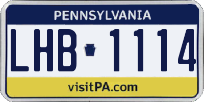 PA license plate LHB1114