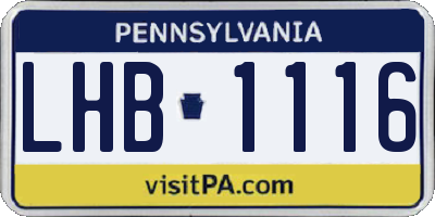 PA license plate LHB1116