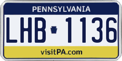 PA license plate LHB1136