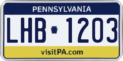 PA license plate LHB1203