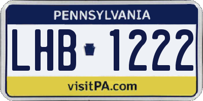 PA license plate LHB1222