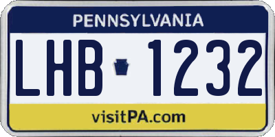 PA license plate LHB1232