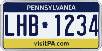 PA license plate LHB1234