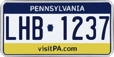 PA license plate LHB1237