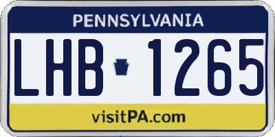 PA license plate LHB1265