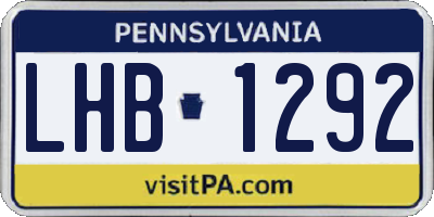 PA license plate LHB1292