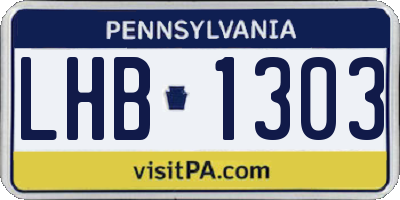 PA license plate LHB1303