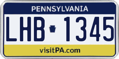 PA license plate LHB1345