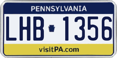 PA license plate LHB1356