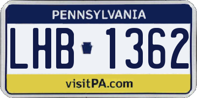 PA license plate LHB1362