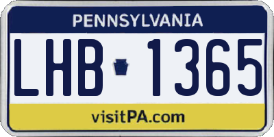 PA license plate LHB1365