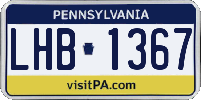 PA license plate LHB1367
