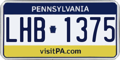 PA license plate LHB1375