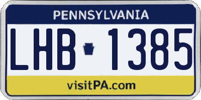 PA license plate LHB1385