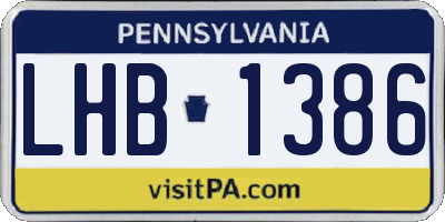 PA license plate LHB1386