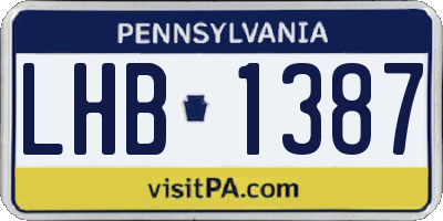 PA license plate LHB1387