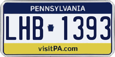 PA license plate LHB1393