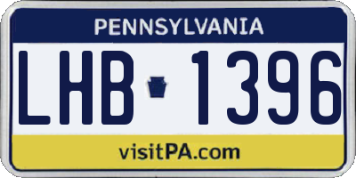 PA license plate LHB1396
