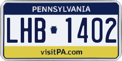 PA license plate LHB1402