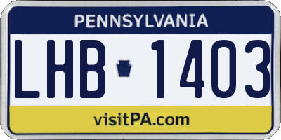 PA license plate LHB1403