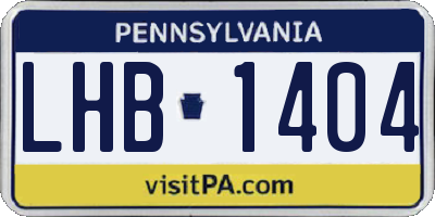 PA license plate LHB1404
