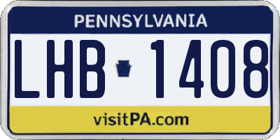 PA license plate LHB1408