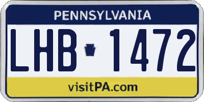 PA license plate LHB1472